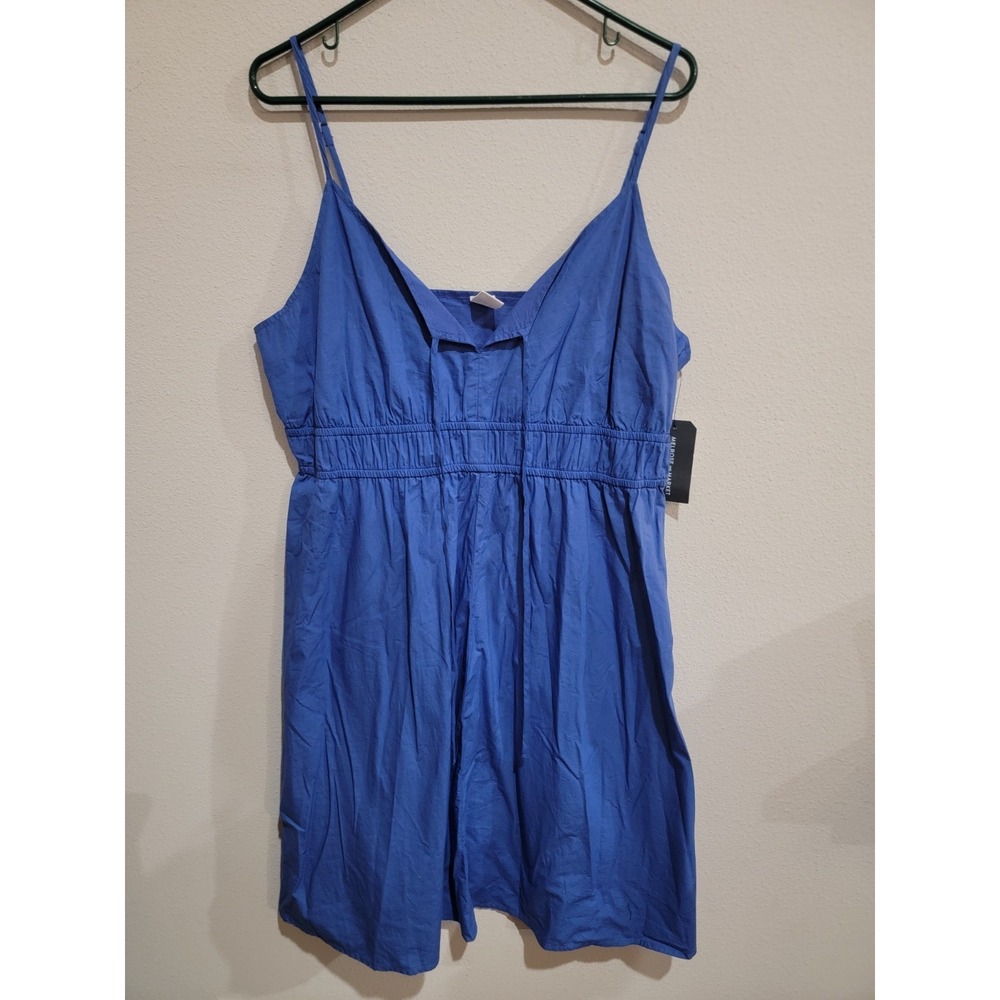 Melrose & Market Blue Adjustable Spaghetti Strap Short Casual Dress Sz L NWT